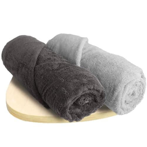HEELIUM Bamboo Bath Towel | Ultra Absorbent | 3X Softer Than Cotton Towels | 140 x 70 cm - 600 GSM | Pack of 2 - Light Grey, Grey