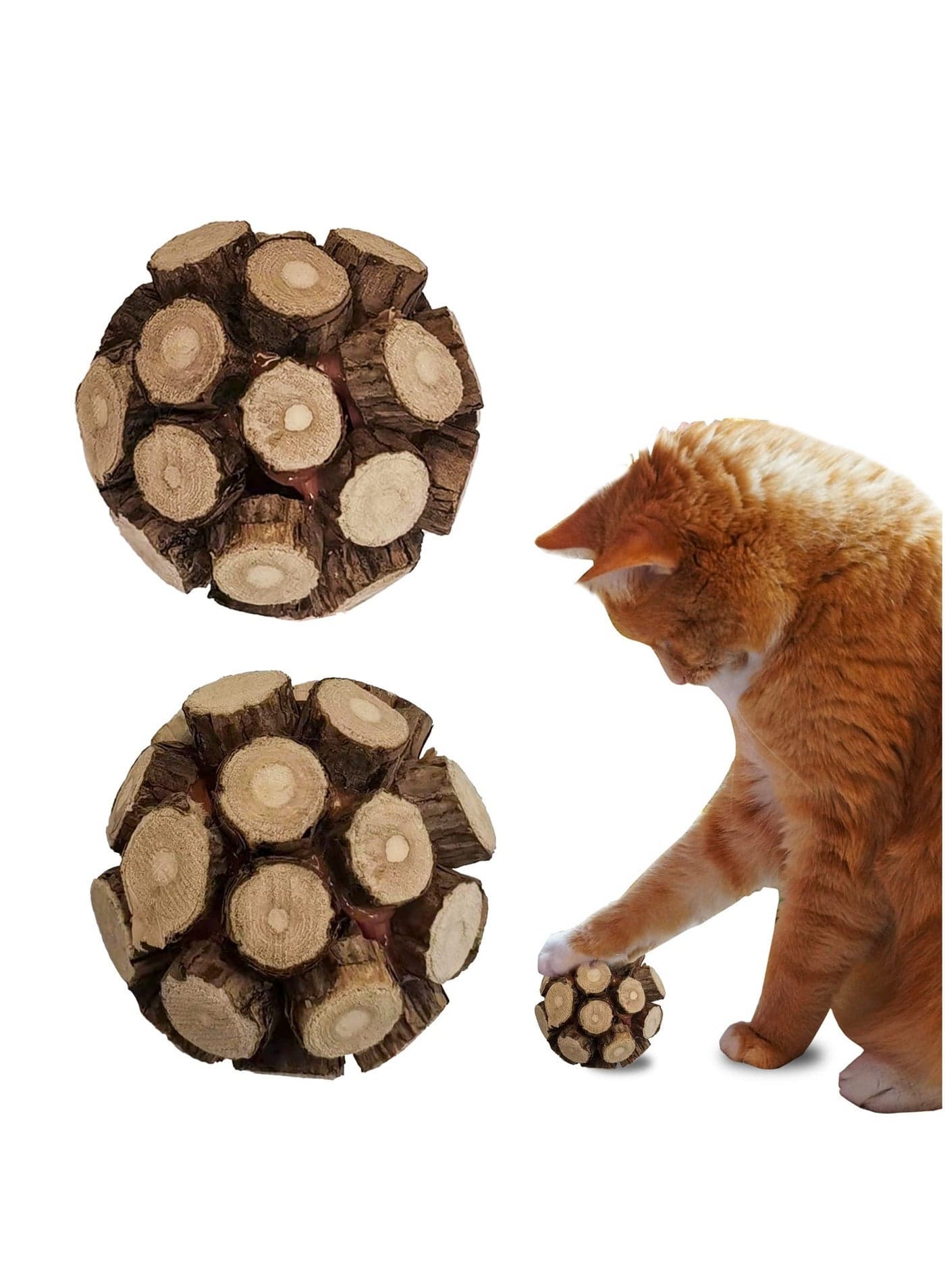 2Pcs Natural Silver Rattan Catnip Bell Balls - Dental Health Chew Toys for Kittens, Silver Rattan Cat Toys, Cat Entertainment Bells, Indoor Catnip Toys, Cat Teeth Grinding Toys, Hi