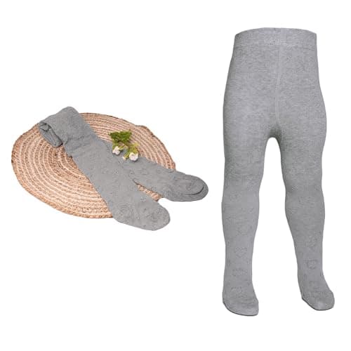 THE LITTLE LOOKERS Adorable Baby Girl Stockings I Baby Tights Thick Toddler Baby Girl Seamless Knit Leggings Thick Solid Cotton Stockings Footed Pants Pantyhose for 6 Years - 8 Years Baby (Grey)
