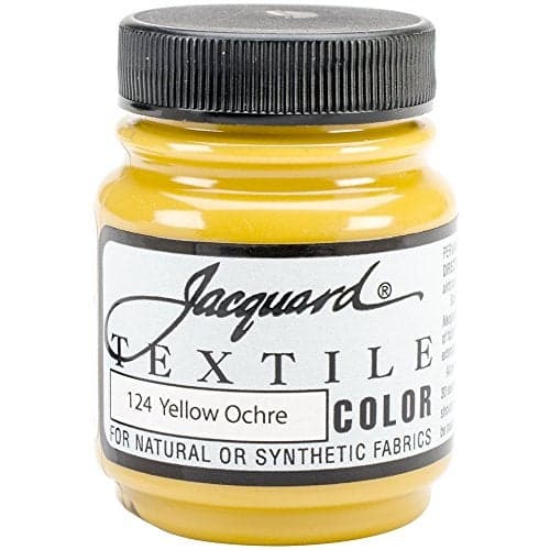 Jacquard Textile Color Yellow Ochre - Permanent Fabric Paint for Clothes, Furniture Upholstery, Shoes or Tote Bags – Indoor & Outdoor Fabric Paint – 2.25 Oz Jar, Upholstery Fabric Paint