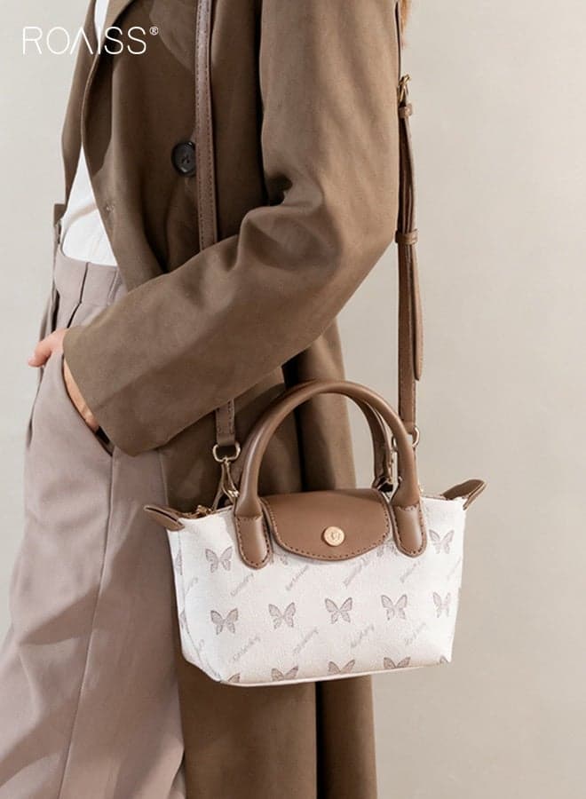 Women Stylish Handbag with Top Handle and Butterfly Pattern, Large Capacity Shoulder Bag with Magnetic Buckle and Zipper, Elegant Chic Crossbody Bag for Ladies, Ideal for Dating, Shopping and Everyday Use