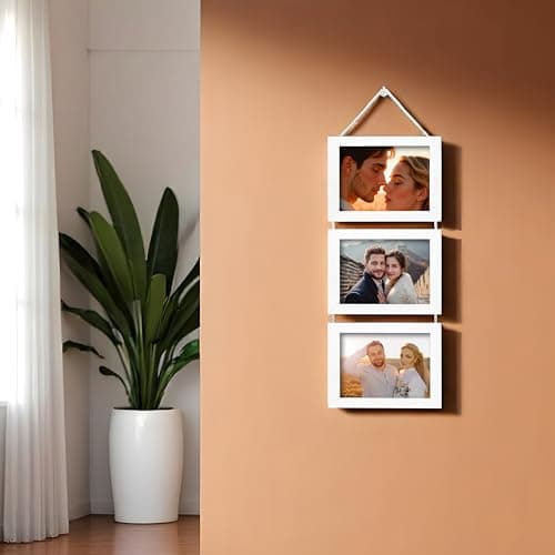 Art Street Trilogy Set Of 3 White Individual Wall Photo Frames 5 x 7