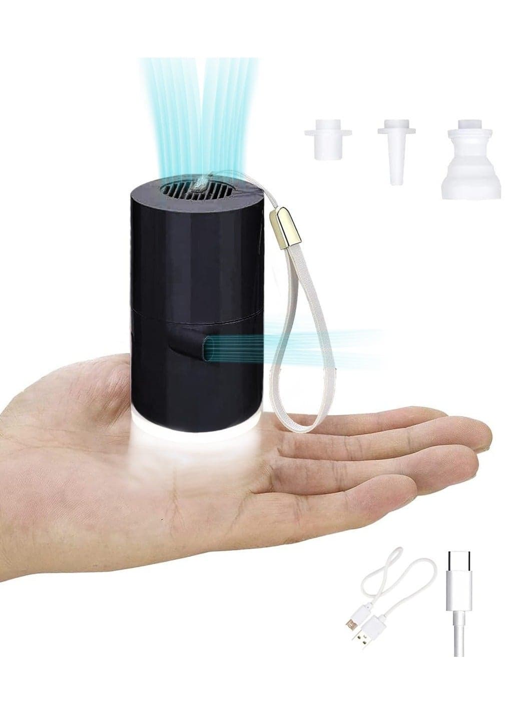 3 in 1 Rechargeable Mini Electric Portable Air Pump, Vacuum Bag Pump, Camping Light with 1300mAh Battery for Inflatables or Deflate for Swimming Ring, Air Bed, Mattress Vacuum bags