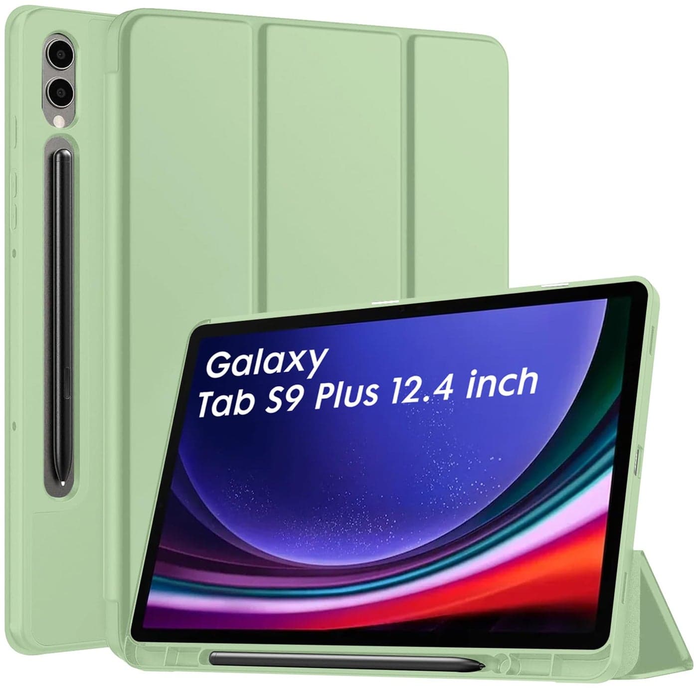Robustrion Samsung Galaxy Tab S9 Plus Case 12.4" Flip Cover With S Pen Holder, Auto Sleep/Wake - Mint Green