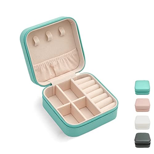 Mini Jewelry Travel Case, Small Portable Jewellry Organizer Box Portable Display Storage Box for Rings Earrings Necklaces, Gifts for Girl, Women, Wedding, Birthday,New Year,Christmas Gifts (Blue)