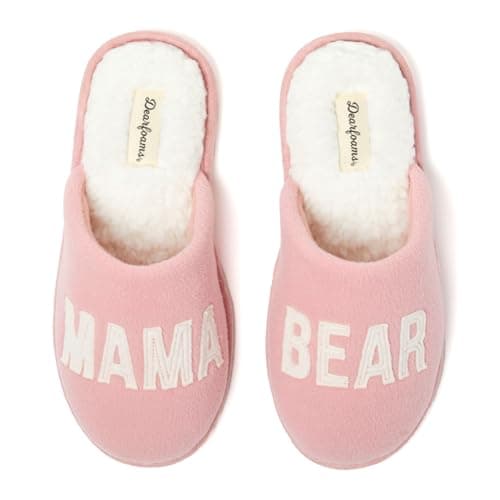 Dearfoams Women's Mama Bear Slipper, Blush, Large