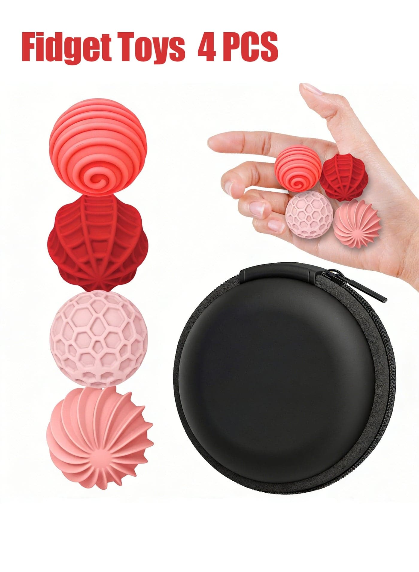 Silicone Magnetic Balls Fidget Toys for Adults & Teens,4PCS Stress Relief Sensory Toys for Autism ADHD Anxiety,Fun Textures Gadgets,Office Desk Toy for Men Women Teen Gifts