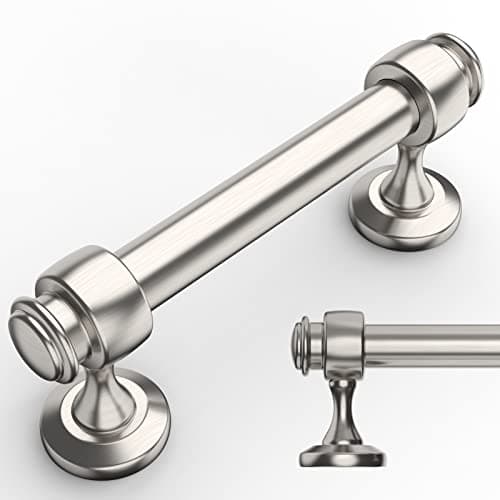 Amerdeco 10 Pack Brushed Satin Nickel Cabinet Pulls 3 Inch Hole Centers, 4 Inch Length Handles for Kitchen Cabinet Hardware,Solid Cabinet Handles for Bathroom Drawer Handles IH0005…