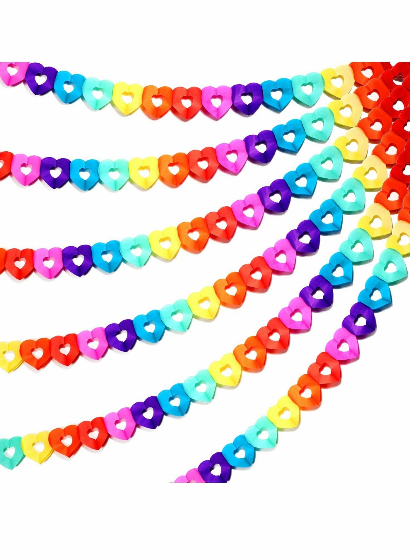 Colorful Party Paper, 6 Pcs 60 Feet Heart Shape Hanging Decorations for Birthday Party Wedding Decorations