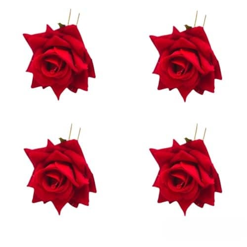 LYF5STAR Handmade PACK OF 4 Red Rose Floral Juda Pin For Women| Elegant Rose Wedding Hair Accessories |Traditional Indian Hair Accessories for Women & Girls |Pack Of 4