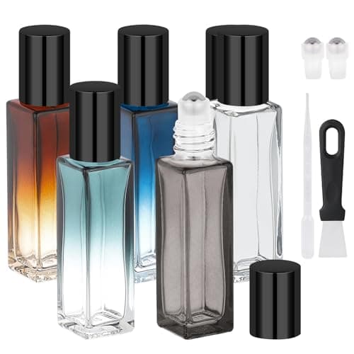 Segbeauty 034oz Essential Oil Roller Bottles for Travel 5 Pack of Glass Roller Bottles Applicator 10ml Refillable Roll on Bottle in Mixed Color Travel Perfume Oil Bottle with Dispensing Tool Set