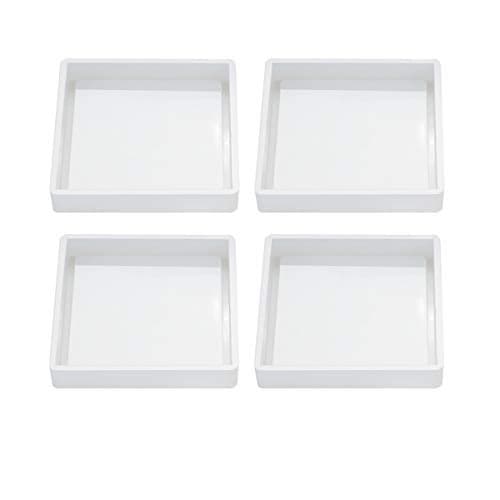 4 Pcs Silicone Coaster Molds, Square Epoxy Casting Molds for Casting with Resin, Concrete, Cement and Polymer Clay, DIY Home Decoration(Square)