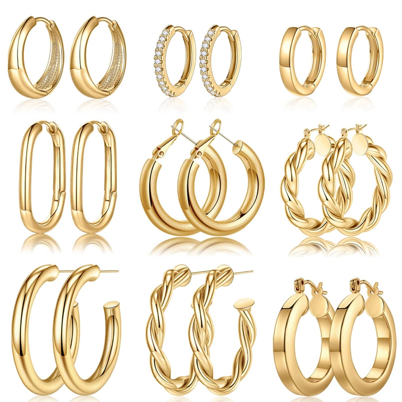 Yesteel Gold Hoop Earrings - 14k Gold Plated Small Hoop Earrings for Women Trendy Hypoallergenic Womens Hoop Huggie Earrings, Gold Jewelry for Women, Gifts for Her Women
