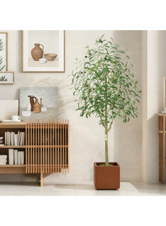 Artificial Olive Tree Potted Plant, 150cm Realistic Faux Indoor Greenery Floor Decor for Home & Office, Fade-Resistant Materials