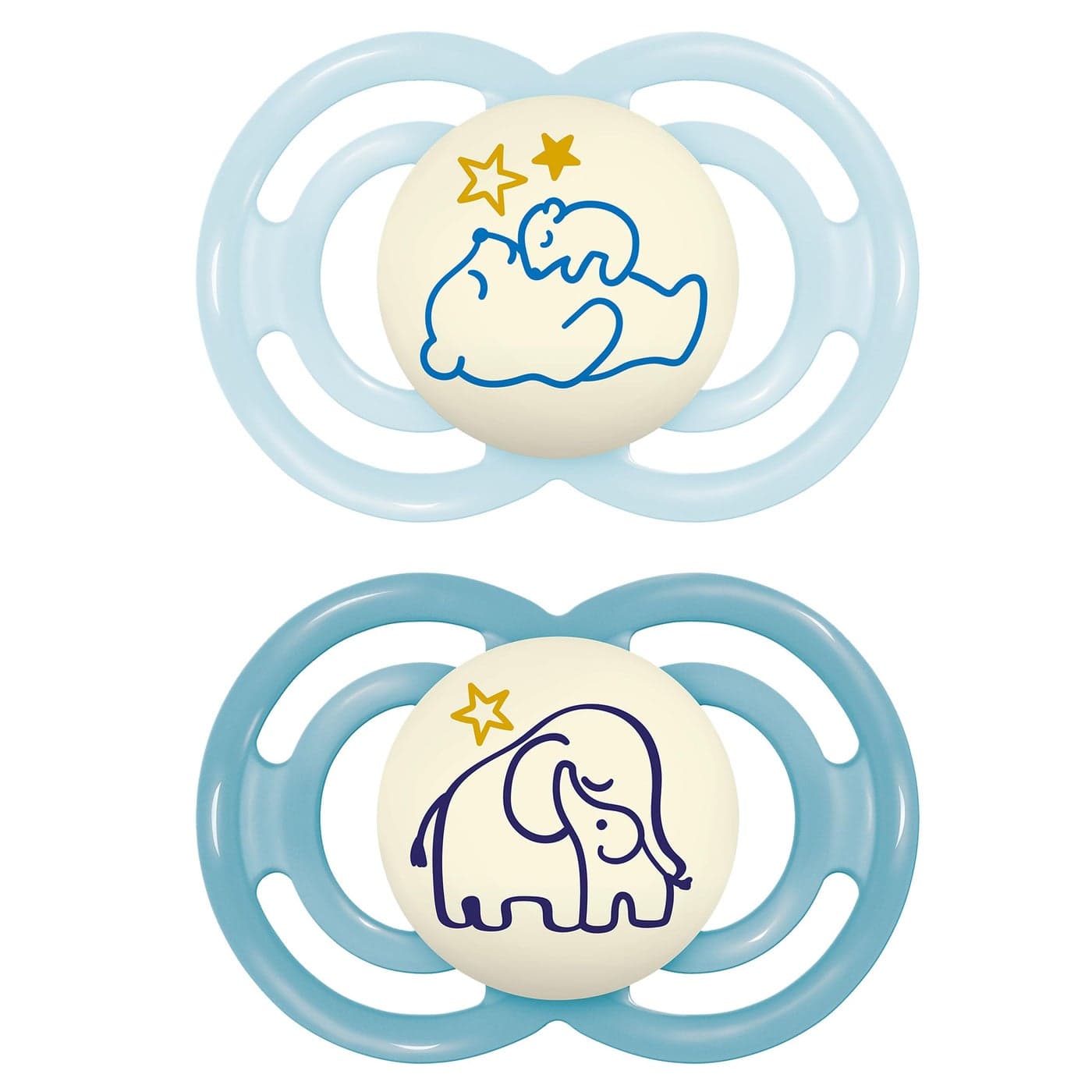 MAM Perfect Night Baby Pacifier Patented Nipple Glows in The Dark 2 Pack 616 Months Boy