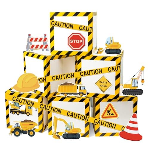 EYxsaxenk Construction Zone Party Decorations 22Pcs Yellow Black Striped Construction Box Vehicle Work Zone Sign Caution Tape for Birthday Party Decor Home Classroom Photo Prop Background Supplies