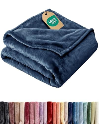 Ultra Soft Fleece Blanket Twin Size - Flannel Fleece Luxury Twin Blanket - Lightweight for Couch Bed Chair - Thick, Warm and Breathable - All Season Cozy Fuzzy, Anti-Static Microplush Bedding, Navy