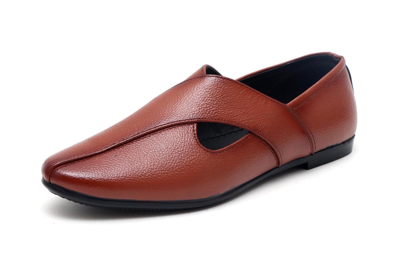 ARAMISH Tan Genuine Leather Casuals Stylish Ethnic Mojari for Men - 10 UK