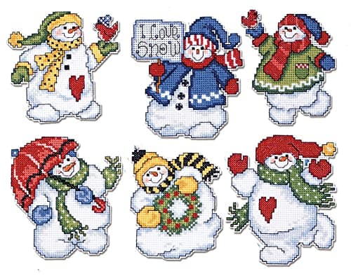 Design Works Crafts 1661 I Love Snow 3124 Each Cross Stitch Ornament Kit Set of 6 I Love Snow