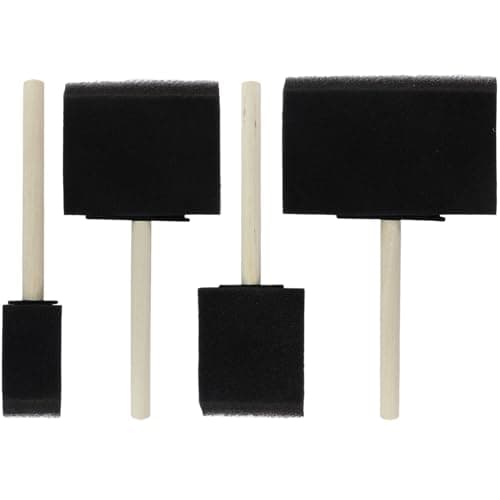 Biaungdo 4 Pcs 4 Sizes Foam Paint Brushes Foam Sponge Brush for Painting Sponge Paint Brushes with Wood Handle for Varnishes Staining DIY Crafting