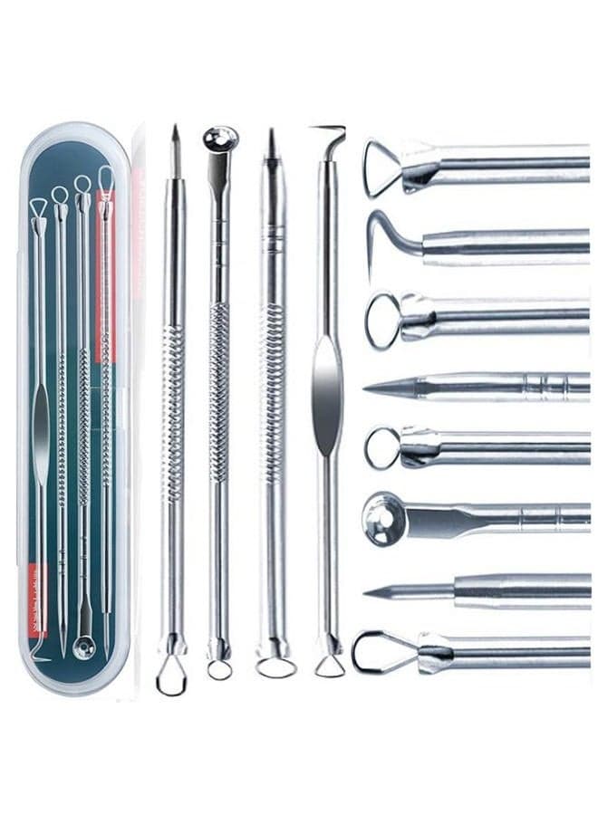 Blackhead Remover Pimple Comedone Extractor Tool Best Acne Removal Kit - Treatment for Blemish, Whitehead Popping, Zit Removing for Nose Face Skin with Case (Sliver, 4 Piece Set)