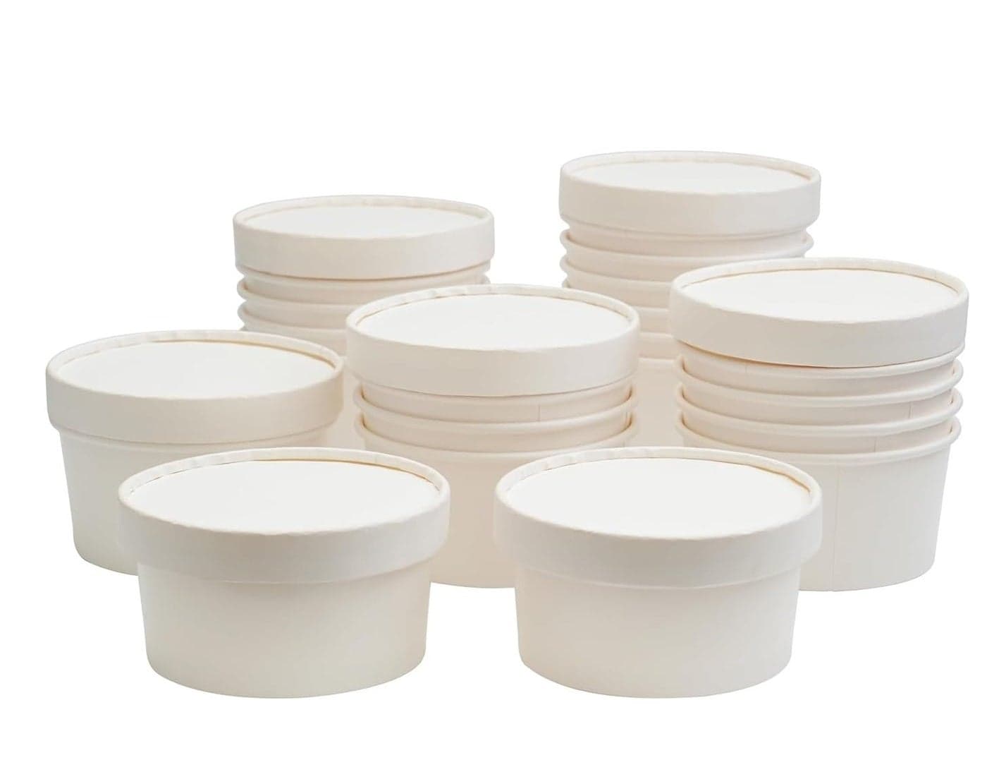SHOP & SHOPPEE Disposable Thick-Walled Hard Craft Hard Paper Food Container Bowl/Tub with lid - 350 ml (Pack of 50, White)