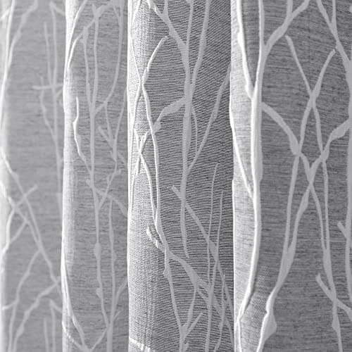Dark Grey Curtains 84 Inches Long for Living Room 2 Panels Back Tab Pocket Tree Branch Forest Woodland Pattern Semi Blackout Gray Curtain for Bedroom Aesthetic French Country Spring Decor 52x84 Length