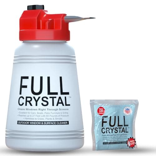 Full Crystal Window Cleaning Kit 4 oz Glass Cleaner and Bottle with 27 ft Reach Makes Up to 640 fl oz Cleans Up to 20 Windows ScrubFree RinseFree