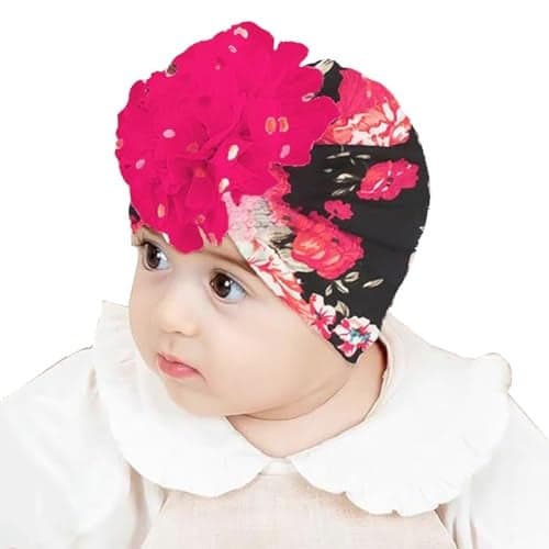 BabyMoon Beanie Floral Turban Knot Kids Cap | Darkblue
