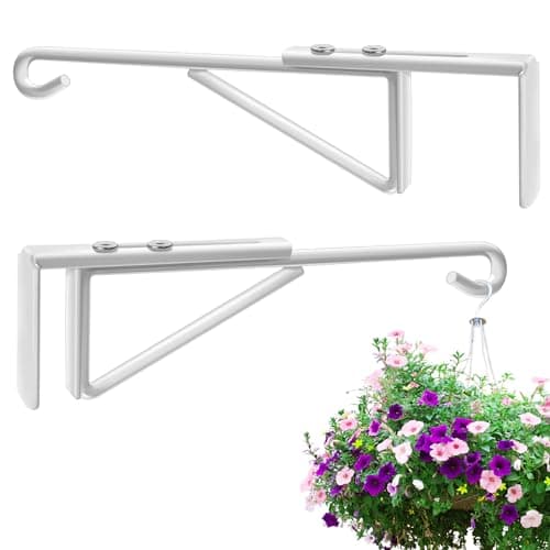 Adjustable Vinyl Fence Hooks Fit Fence Widths 0.8-3 Inch, Heavy Duty Vinyl Fence Plant Hangers for Hanging Plants Bird Feeders,Lights,Basket Over the Fence Hangers for Hanging Plant Outdoor- 2Pack