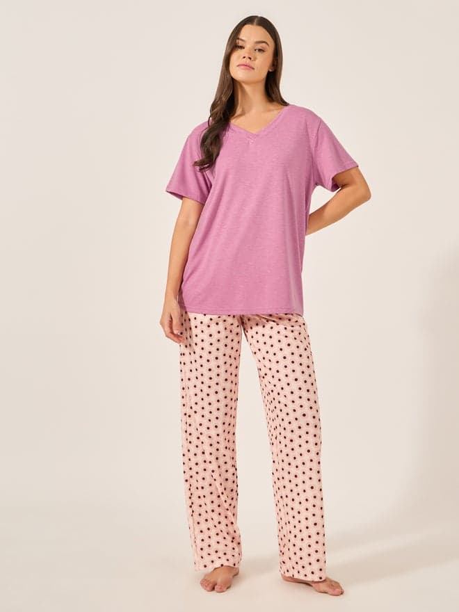 Unwind Floral Printed Pajama Set with V-Neck T-Shirt