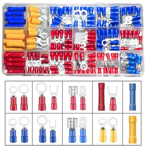 150PCS Mixed Quick Disconnect Electrical Insulated Butt Bullet Spade Fork Ring Solderless Crimp Terminals 18 Types Wire Connectors Assortment Kit