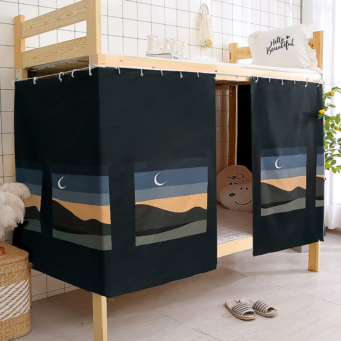 MioCloth Dormitory Room Lightproof Curtain for Dorm Bunk Bed Decorative Roomate Privacy Cover Canopy Photo Background Decoration Backdrop Blackout Curtain
