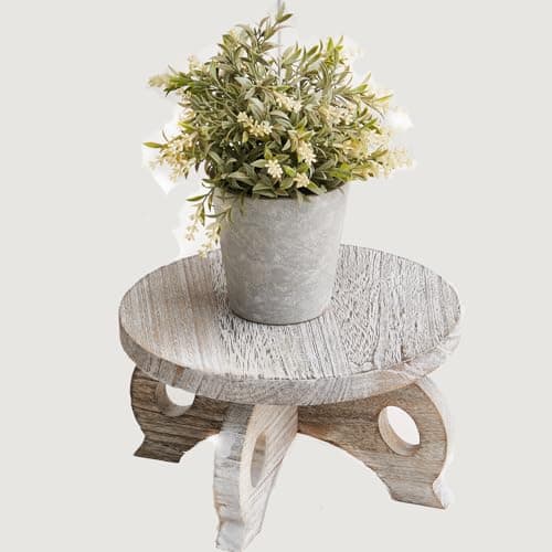 VZODESR Plant Stools Indoor Wooden Stool for Plants Flower Display with Stand Farmhouse Indoor Small Plant Stand Riser Round Display Stands