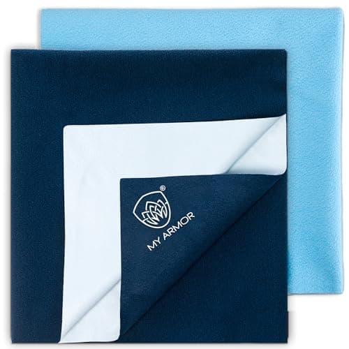 MY ARMOR Baby Dry Sheet for New Born Baby, Anti-Piling Waterproof Mattress Protector for Bed (Quick Drying/Extra Absorbent Dry Sheet for Bed) - Pack of 2 (Medium (70cm x 100cm) (Royal Blue & Sky Blue)