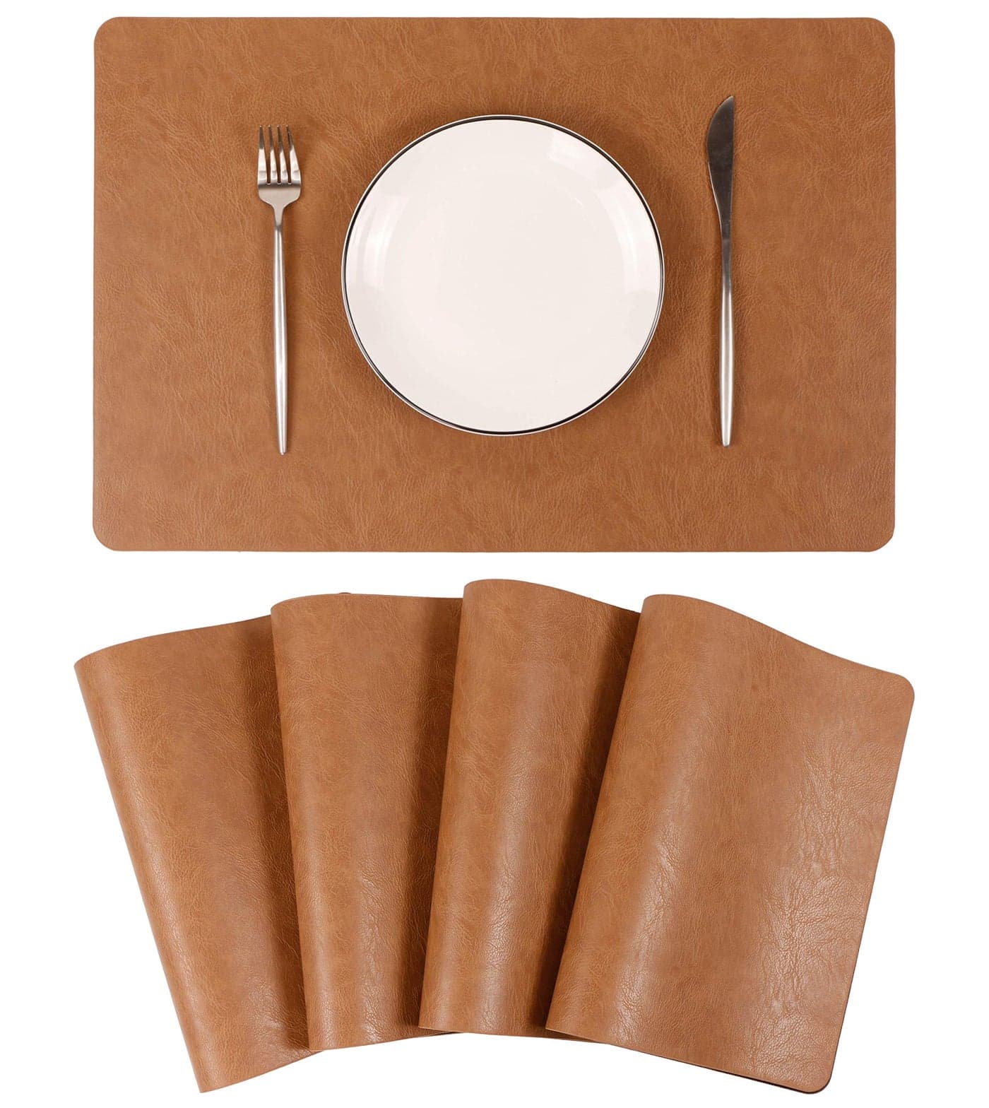 Faux Leather Placemats PU Table Mats Waterproof Stain Resistant Heat Resistant NonSlip Easy to Clean for Kitchen Dining TableConference Table