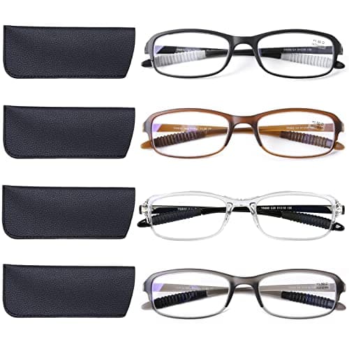 DOOViC 4 Pack Reading Glasses for Women Men Blue Light Blocking Reading Glasses TR90 Flexible Lightweight Readers 1.5 Strength