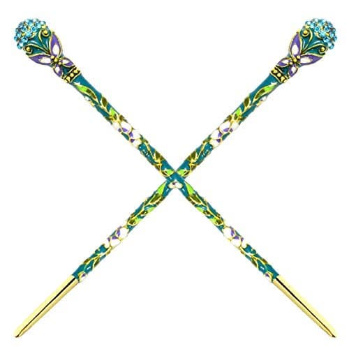 Fashion & Lifestyle 2 Count Hair Decor Chinese Traditional Style Hair Sticks Shawl Pins Picks Pics Forks for Women Girls Hair Updo Making Accessory 6" with Butterfly, Blue Green