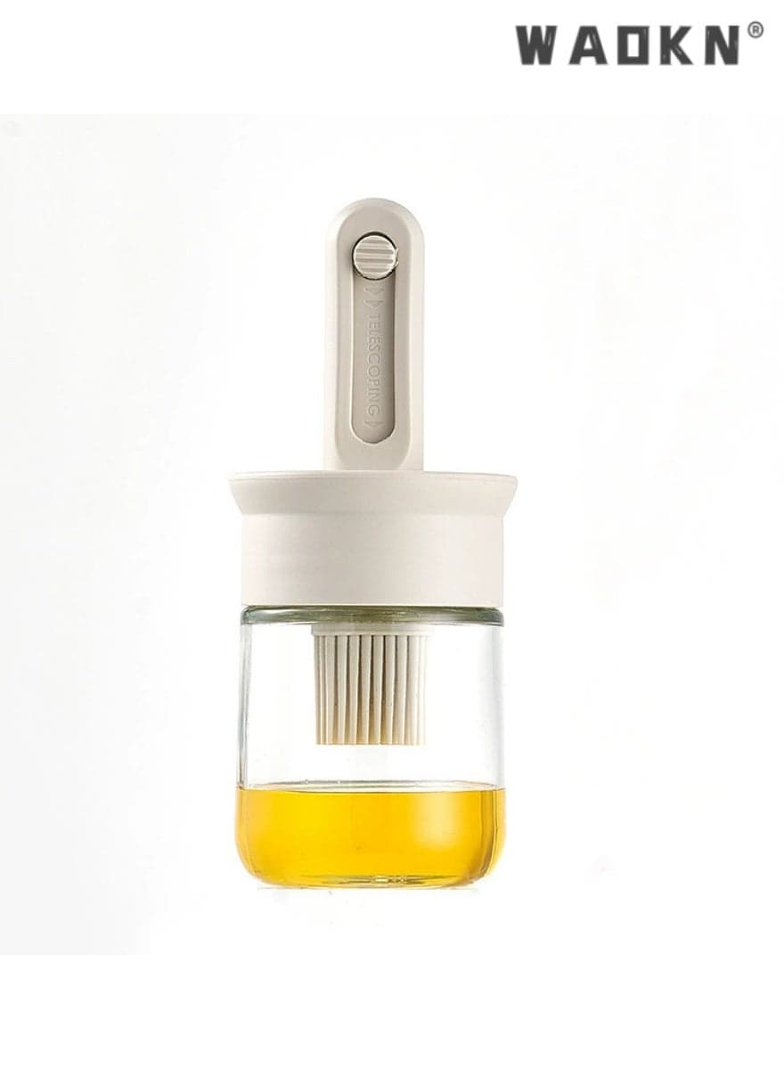 High-Temperature Resistant Silicone Oil Brush with Bottle,Kitchen Baking and Grilling Tool, Food-Grade, Retractable Oil Brush for Pancakes and Barbecue, All-in-One Design for Easy Storage and Use