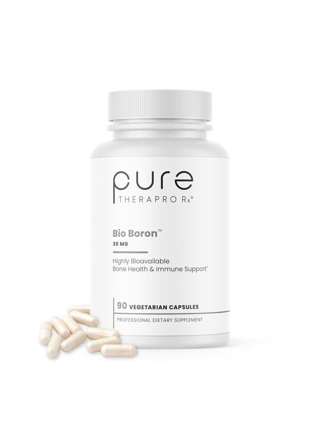Pure TheraPro Rx Bio Boron, 30mg/Capsule, 90 Capsules, Bororganic Glycine Boron Supplements for Men & Women, Vegan Mineral Supplements for Bones, Cardiovascular Function & Immunity Support