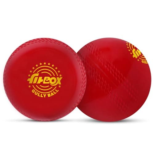 FitBox Sports Gully Ball Pack of 2 Cricket Balls | Wind Ball 90gm for Indoor & Outdoor - Red