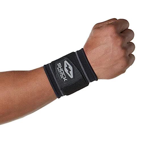 Shock Doctor Compression Knit Wrist Sleeve with Strap, Small, Black/Grey