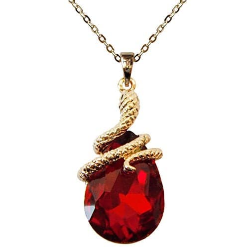 Navachi 18k Gold Plated Water Drop Crystal Red Zircon Snake Az6032p Snake Pendant Necklace 16"+2"