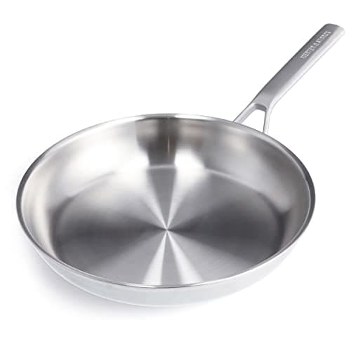 Merten Storck TriPly Stainless Steel 12 Frying Pan Skillet Professional Cooking Multi Clad Heats Evenly DripFree Pouring Edges Browning Induction Durable Oven Dishwasher Safe