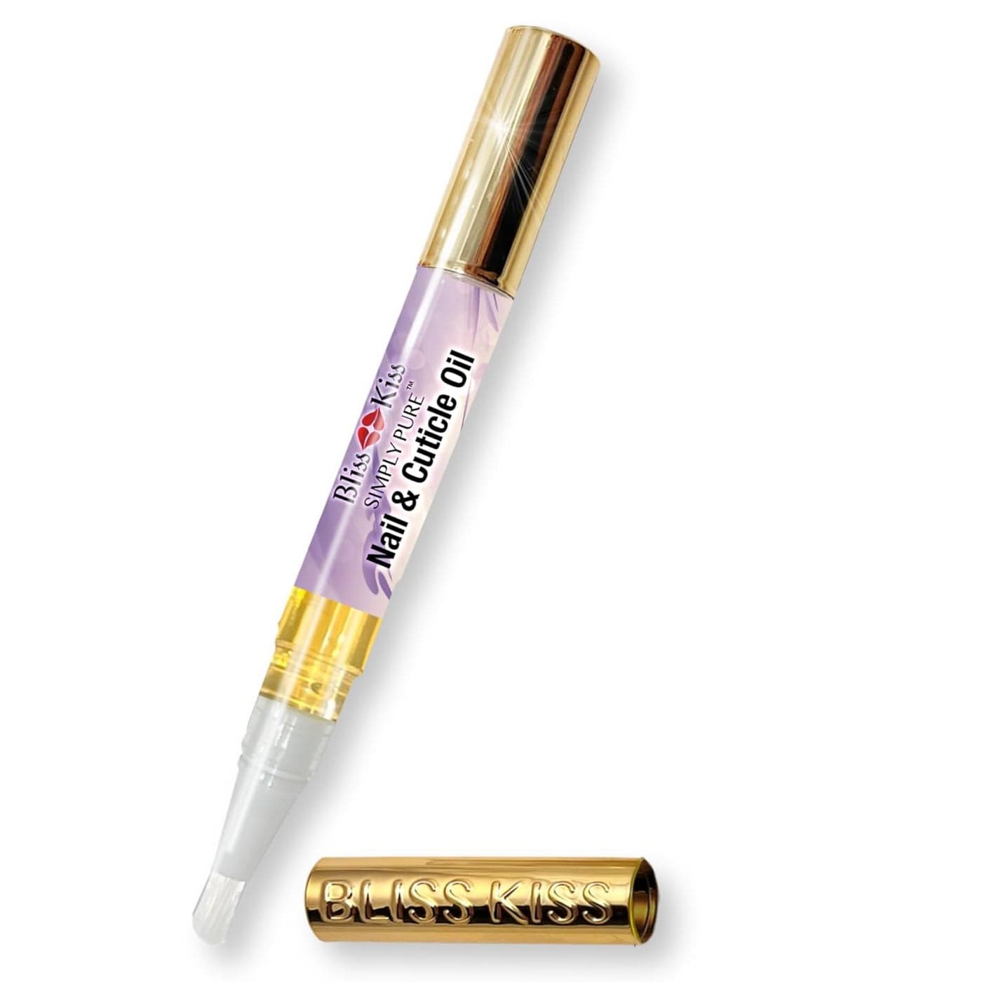 Bliss Kiss 1 Lavender Vanilla Nail Oil Cuticle Pen wVitamin E JojobaNail Strengthener Nail Growth Serum for Brittle Peeling Breaking Thin Nails