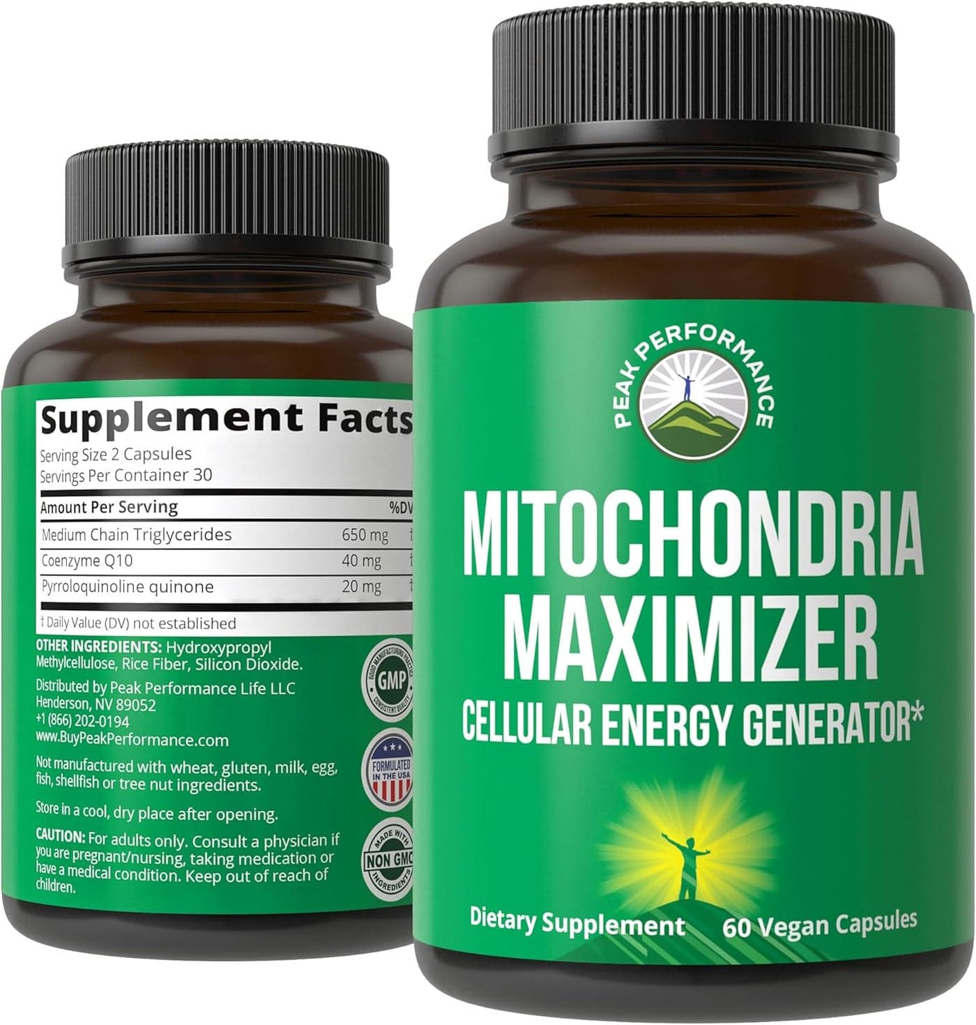 Mitochondria Maximizer with CoQ10 and Active PQQ Best Mitochondrial Support Supplement with MCT Oil Natural Cellular Generator for Clean Focused Energy 60 Vegetarian Capsules