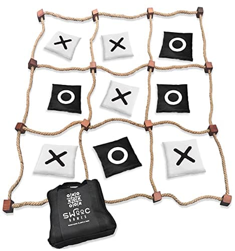 Swooc Games Giant Tic Tac Toe Game Outdoor All Weather 3ft x 3ft Instant Setup No Assembly Giant Outdoor Games for Adults and Family Outside Toys Large Lawn Backyard Fun Yard Game