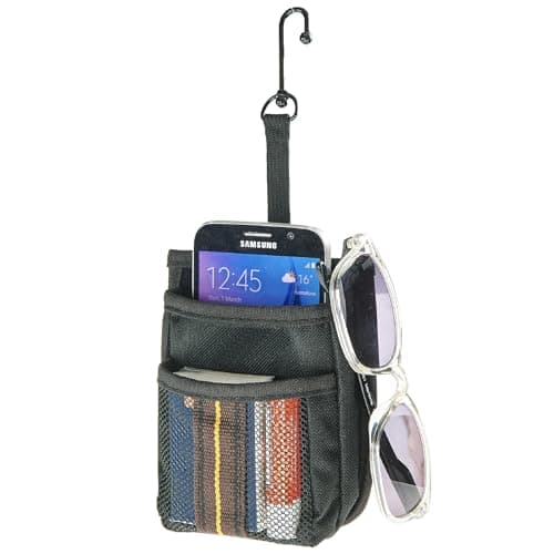 High Road Air Vent Mount Car Cell Phone Holder with Soft Lined Back Pocket and Front Mesh Storage Pocket