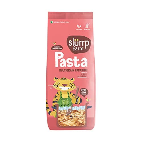 Slurrp Farm No Maida Macaroni Pasta | Gluten Free & Multigrain | Healthy Pasta made with Brown Rice and Corn | 400g