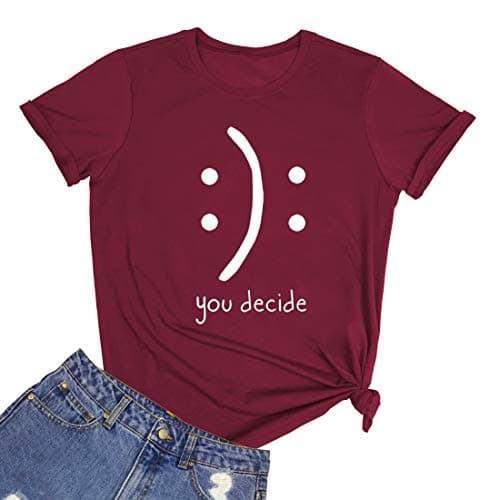 BLACKMYTH Women's Cute Graphic T Shirts Funny Tops Casual Tees Wine Red X-Large